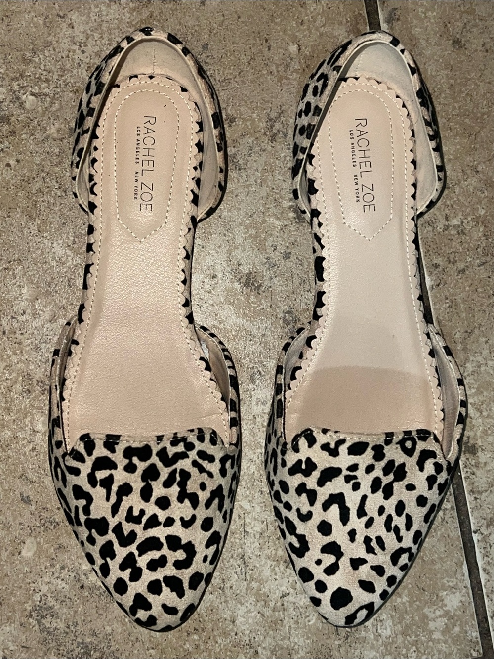 Rachel Zoe Leopard-Print D'Orsay Flats in Beige and Black